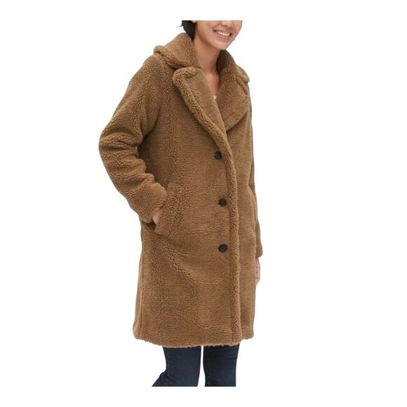 Gap Brown Sherpa Teddy Overcoat Coat XS - Picture 1 of 5